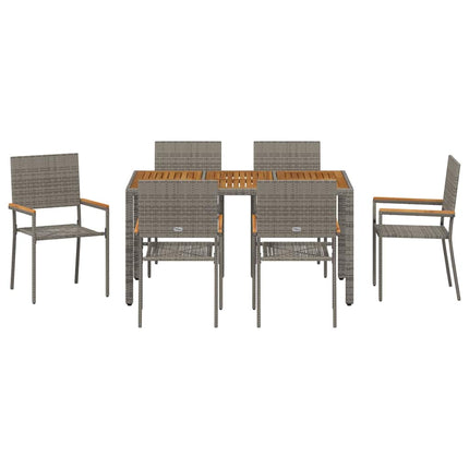 Trädgårdsmöbelset 7 pcs Grå konstrotting