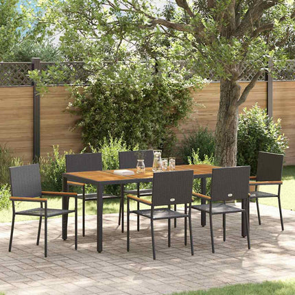 Trädgårdsmöbelset 7 pcs Svart konstrotting