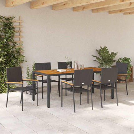 Trädgårdsmöbelset 7 pcs Svart konstrotting