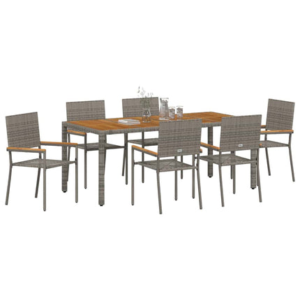 Trädgårdsmöbelset 7 pcs Grå konstrotting