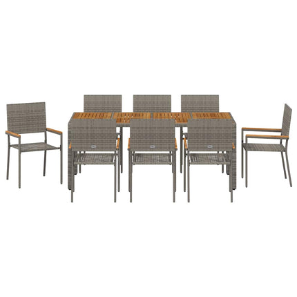 Trädgårdsmöbelset 9 pcs Grå konstrotting