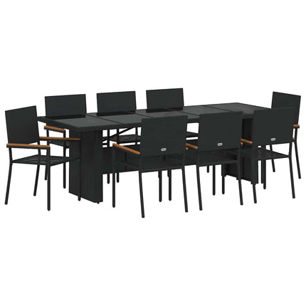 Trädgårdsmöbelset 9 pcs Svart konstrotting