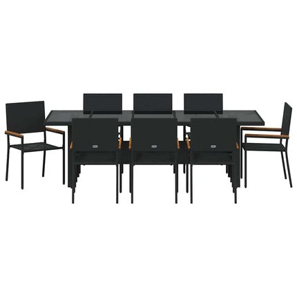 Trädgårdsmöbelset 9 pcs Svart konstrotting