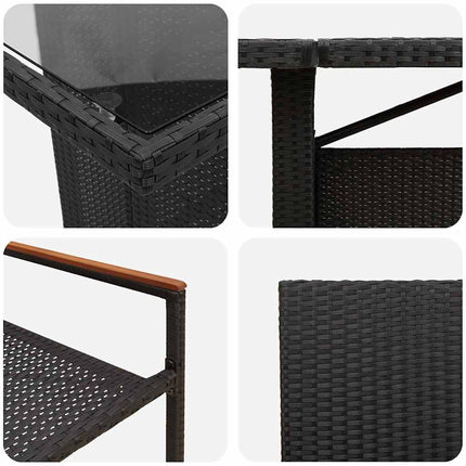 Trädgårdsmöbelset 11 pcs Svart konstrotting