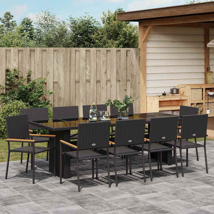 Trädgårdsmöbelset 11 pcs Svart konstrotting