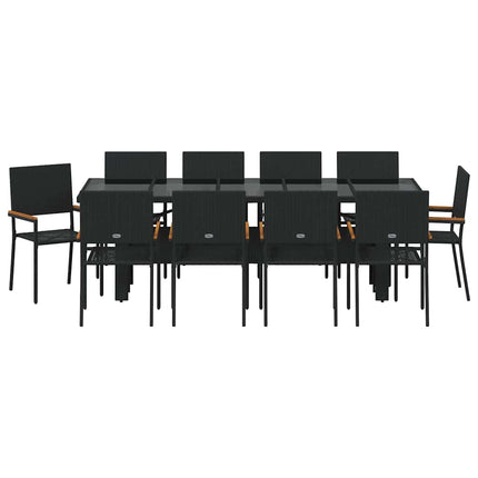 Trädgårdsmöbelset 11 pcs Svart konstrotting