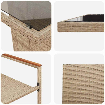 Trädgårdsmöbelset 11 pcs Beige konstrotting