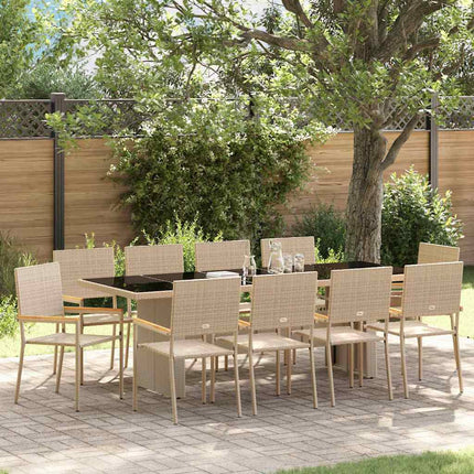 Trädgårdsmöbelset 11 pcs Beige konstrotting