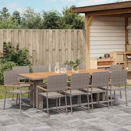Trädgårdsmöbelset 11 pcs Grå konstrotting