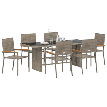 Trädgårdsmöbelset 7 pcs Grå konstrotting