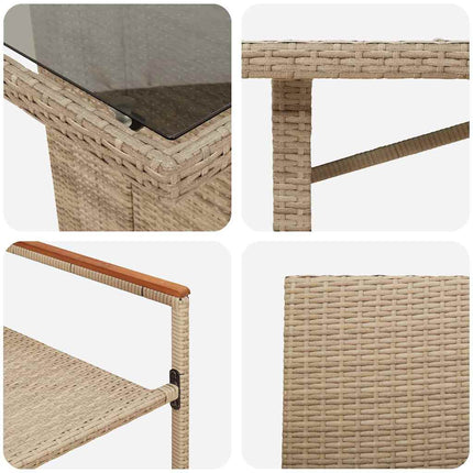 Trädgårdsmöbelset 7 pcs Beige konstrotting