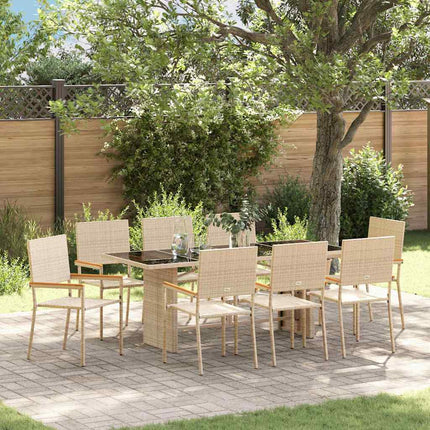Trädgårdsmöbelset 9 st Beige konstrotting