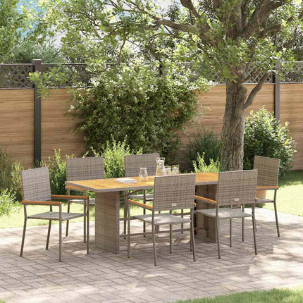 Trädgårdsmöbelset 7 pcs Grå konstrotting