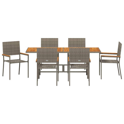 Trädgårdsmöbelset 7 pcs Grå konstrotting