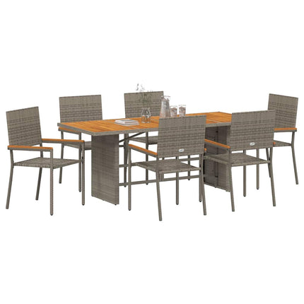 Trädgårdsmöbelset 7 pcs Grå konstrotting