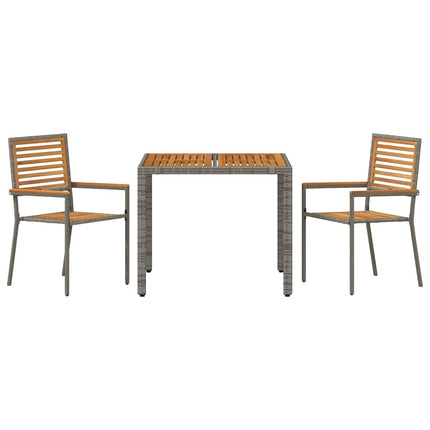 Trädgårdsmöbelset 3 pcs Grå och Brun konstrotting