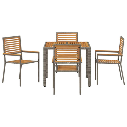 Trädgårdsmöbelset 5 pcs Grå och Brun konstrotting