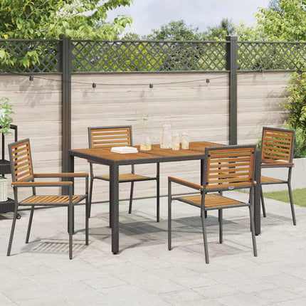 Trädgårdsmöbelset 5 pcs Svart och Brunt konstrotting