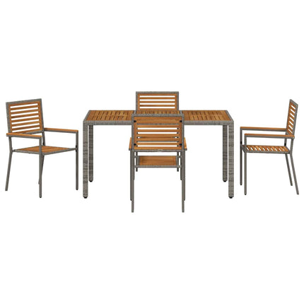 Trädgårdsmöbelset 5 pcs Grå och Brun konstrotting