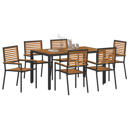 Trädgårdsmöbelset 7 pcs Svart och Brunt konstrotting