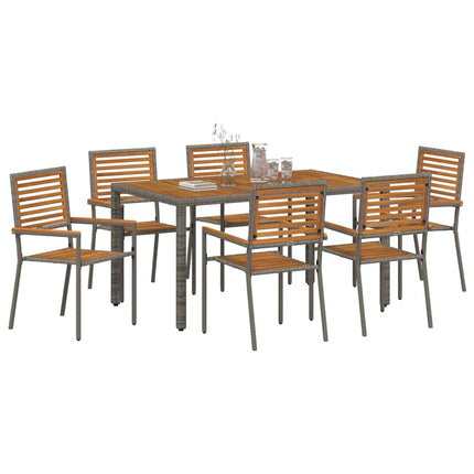 Trädgårdsmöbelset 7 pcs Grå och Brun konstrotting