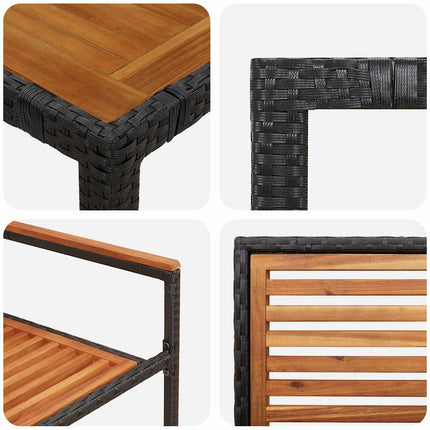 Trädgårdsmöbelset 7 pcs Svart och Brunt konstrotting