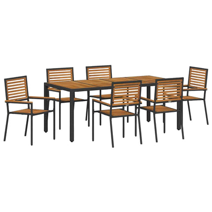 Trädgårdsmöbelset 7 pcs Svart och Brunt konstrotting