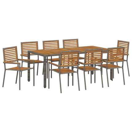 Trädgårdsmöbelset 9 pcs Grå och Brun konstrotting