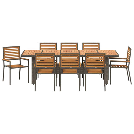 Trädgårdsmöbelset 9 pcs Grå och Brun konstrotting