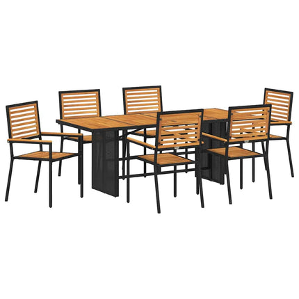 Trädgårdsmöbelset 7 pcs Svart och Brunt konstrotting