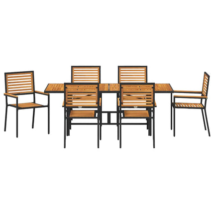 Trädgårdsmöbelset 7 pcs Svart och Brunt konstrotting