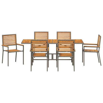 Trädgårdsmöbelset 7 pcs Grå och Brun konstrotting