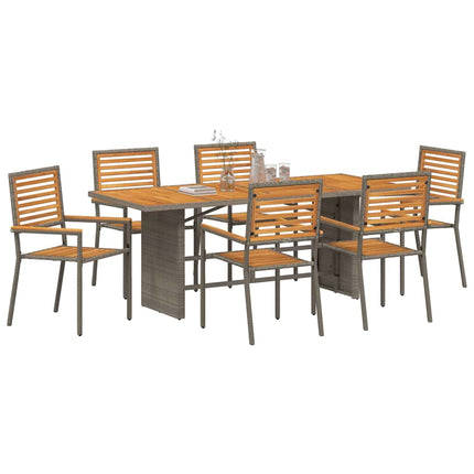 Trädgårdsmöbelset 7 pcs Grå och Brun konstrotting