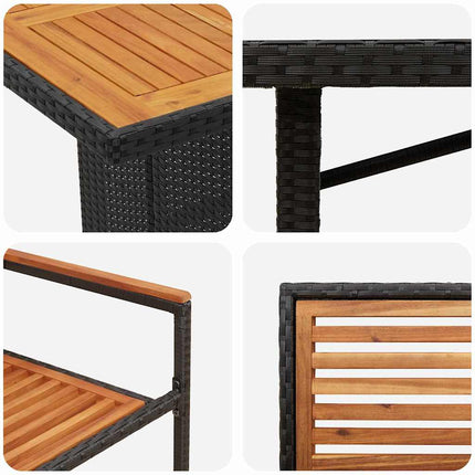 Trädgårdsmöbelset 9 pcs Svart och Brunt konstrotting
