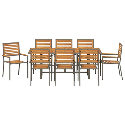 Trädgårdsmöbelset 9 pcs Grå och Brun konstrotting