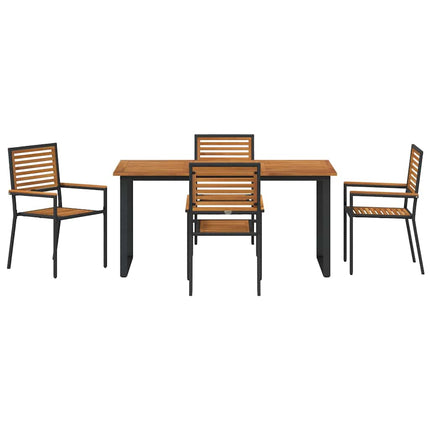 Trädgårdsmöbelset 5 pcs Svart Massivt Akaciaträ