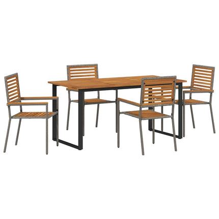 Trädgårdsmöbelset 5 pcs Grå Massivt Akaciaträ