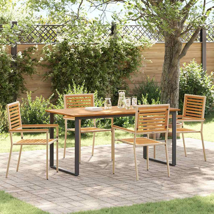 Trädgårdsmöbelset 5 pcs Beige Massivt Akaciaträ