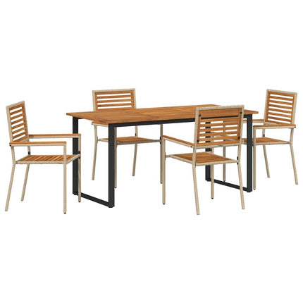 Trädgårdsmöbelset 5 pcs Beige Massivt Akaciaträ