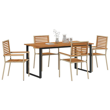 Trädgårdsmöbelset 5 pcs Beige Massivt Akaciaträ