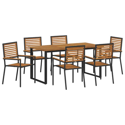 Trädgårdsmöbelset 7 pcs Svart Massivt Akaciaträ