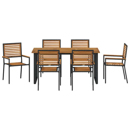 Trädgårdsmöbelset 7 pcs Svart Massivt Akaciaträ