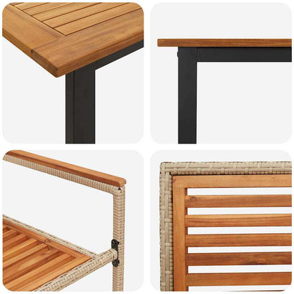 Trädgårdsmöbelset 7 pcs Beige Massivt Akaciaträ