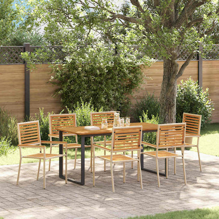 Trädgårdsmöbelset 7 pcs Beige Massivt Akaciaträ