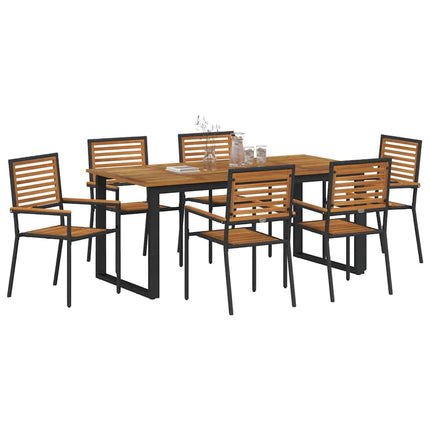 Trädgårdsmöbelset 7 pcs Svart Massivt Akaciaträ