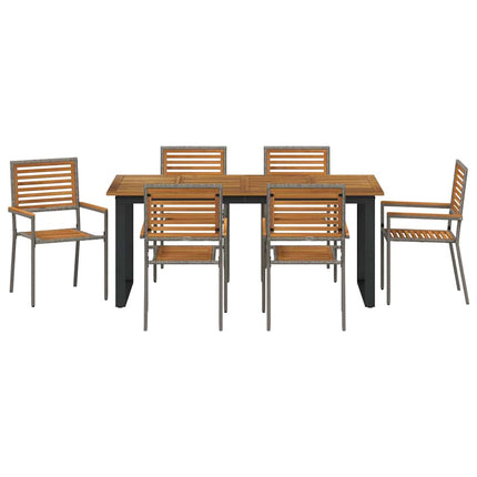 Trädgårdsmöbelset 7 pcs Grå Massivt Akaciaträ