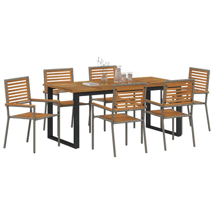 Trädgårdsmöbelset 7 pcs Grå Massivt Akaciaträ