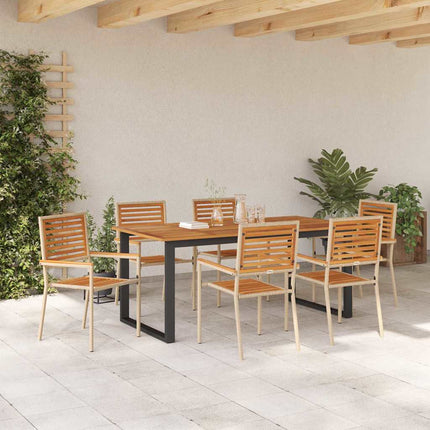 Trädgårdsmöbelset 7 pcs Beige Massivt Akaciaträ