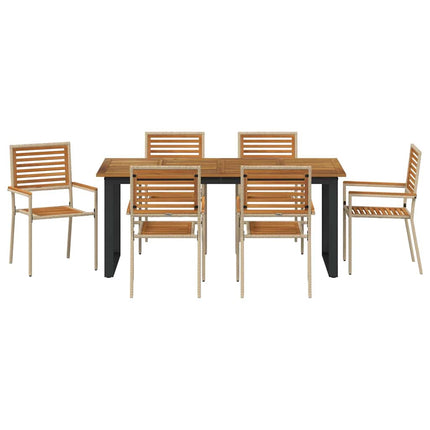 Trädgårdsmöbelset 7 pcs Beige Massivt Akaciaträ
