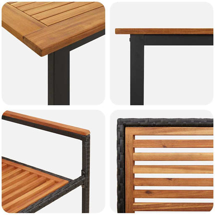 Trädgårdsmöbelset 7 pcs Svart Massivt Akaciaträ